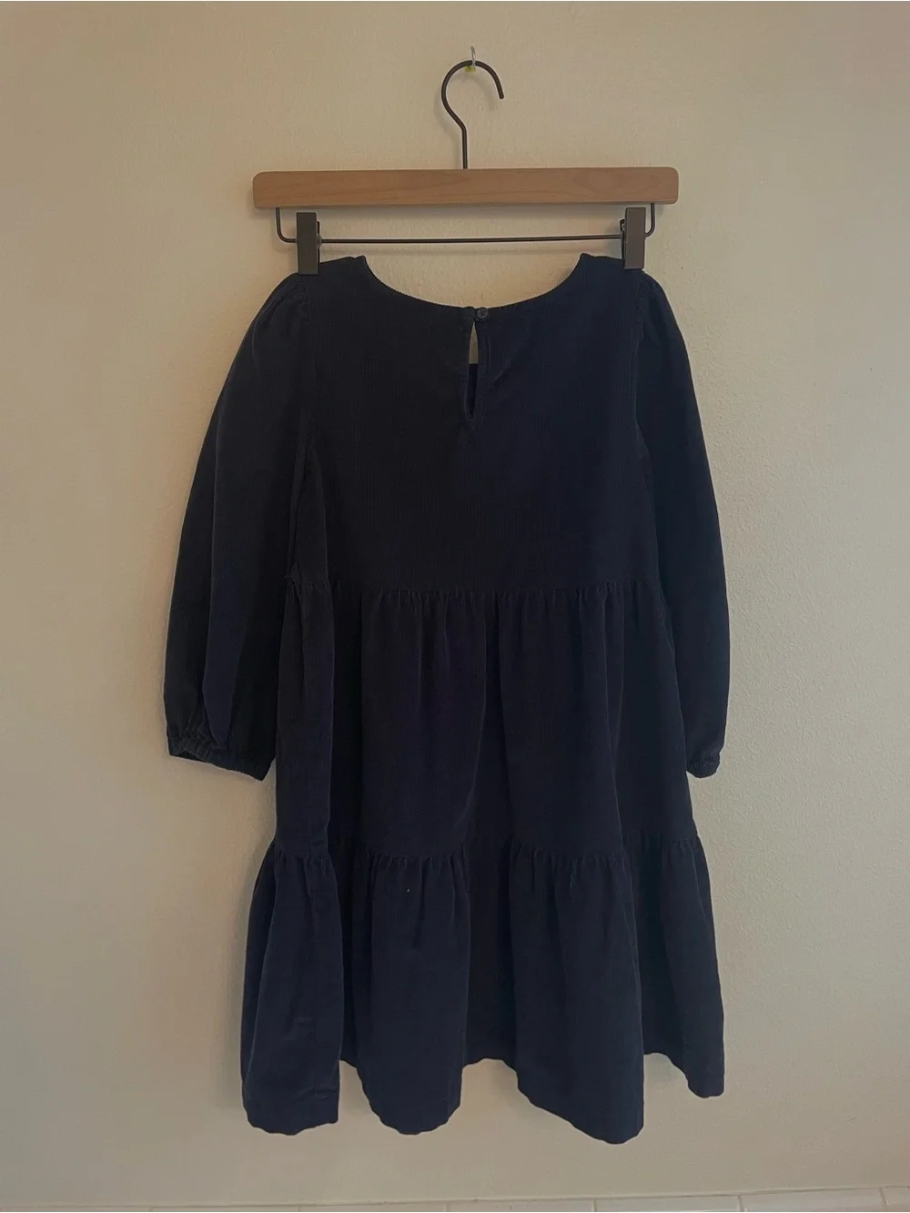 Girls' Navy Long Sleeve Tiered Dress
